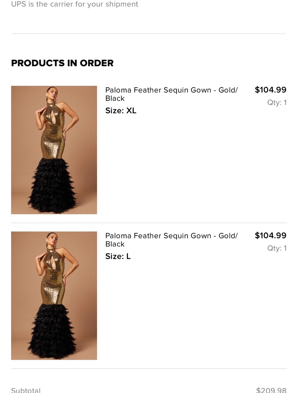 Gold Sequin Dress with Black Feathers SOLD OUT - Picture 10 of 10